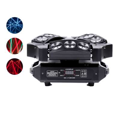 AOMEIDI 9x10w RGBW 4-in-1 LED Mini Spider Beam Disco Moving Head Lights